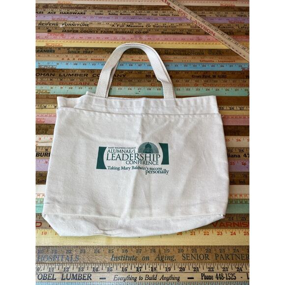 Vintage Mary Baldwin College USA Market Bag Tote Shoulder Medium Canvas VA - Picture 1 of 12